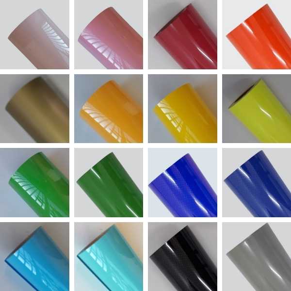 rolos de diversas cores do filme de recorte termocolante