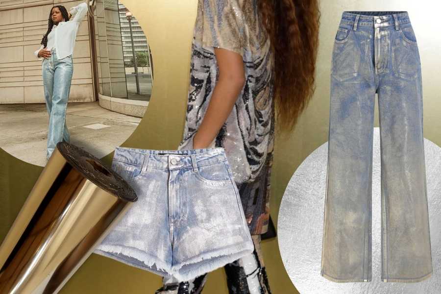 jeans personalizado com foil têxtil e rolo de foi têxtil